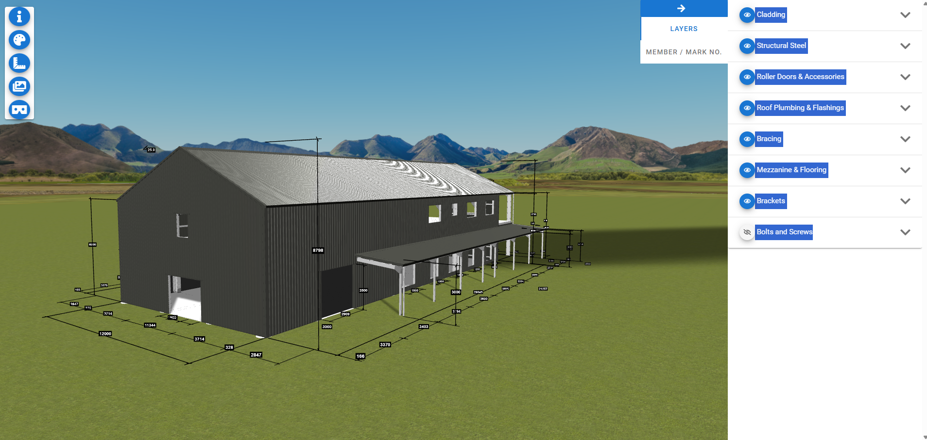 Customised Freemantle 3D - rear elevation with full dimensions